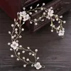 Pinzas para el cabello, diadema de flores doradas a la moda, diadema con diamantes de imitación de pera, joyería hecha a mano para novia, accesorios de boda para mujer, adornos