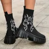 Boots Ankle Knitting Sock Boots Women 2023 New Flats Platform Chelsea Boots Winter Shoes Fashion Brand Casual Walking Motorcycle Botas babiq05