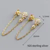 Dingle örhängen 925 Sterling Silver Romantic Shinny Zircon for Women Trend Tassel Chain Earring Party Jewelry
