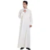 Ethnische Kleidung, muslimischer Naher Osten, lange Ärmel, Ramada-Robe für Männer, arabischer Rundhalsausschnitt, islamische einfarbige Kaftan-Thawb-Maxi-Muslim-Dubai-Abaya