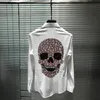 Spring Lapel Design Shirts Brand Drill Skull Style Business Formal Long Sleeve264F