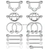 Anelli per lingua 14G Nipplerings Anello per capezzoli Donna Acciaio chirurgico Ferro di cavallo Circar Bilanciere Cerchio Piercing Fermo Gioielli per il corpo Dr Dhgarden Dhcta