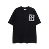 rhudeシール半袖黒コットンメンズサマーズファッションルーズハーフラウンドネックカップルTシャツ