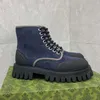 Herfst en winter Nieuwe dameslaarzen met ronde kop, oude bloem, dikke hak, hoge hak, bedrukte veters, dikke hoge hak, kanten leren enkellaarsjes Martin Boots, 35-40