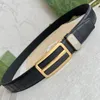 Top Quality Luxury Designer Belt Camada Preta Calfskin Moda Mens Cintos Ouro Prata Pure Steel Buckle 3.5cm 2023 Nova Temporada Chegada com Caixa