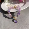 Strang Mode Natürliche Amethyst Einstellbare Armband Frauen Herzförmige Liebe Kristall Bowknot Hand Perlen Armreifen Schmuck Geschenk