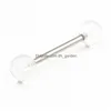 Tongue Rings 50Pcs Acrylic Ball Tongue/ Nipple Ring Barbells Bar 14G1.6Mm Retainers Body Piercing Jewelry 14Gx16Mmx6Mm/6Mm Dr Dhgarden Dha4I