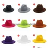 Hersteller Custom Wool White Fedora Hats Big Wide Brim Men Kids Women Leopard Felt Hat Green Boxes Pink Ladies Stylish Drop Delive Dhs5E