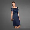 Navy Blue Mother Of The Bride Dresses Elegant High Quality Knee Length Short Wedding Party Gown228h