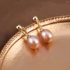 Boucles d'oreilles en perles violettes d'eau douce naturelles, accessoires de bijoux pour femmes, pendentif de mariage, à la mode, cadeau de charme de fête