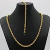 Ensemble de bijoux solides, chaîne en corde, collier rempli d'or 24 carats, chaîne pour hommes et femmes, 6mm de large, ras du cou 287F