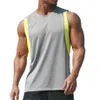 Herrtankar 50% S män undertröja elastisk svett-absorberande polyester sommarsportväst för gym318d