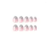 Unhas Falsas Doce Legal Vestindo Armadura Prata Espumante Rosa Francês Wearable Nail Stick Branco Estrela Brilho Placa Curta