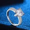 Clusterringe Love Romance 925 Sterling Silber Ring Damenschmuck Hochzeit Herzförmiger Zirkon Braut