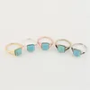 Everfast Whole 10pc Lot Big Square Blue Stone Rings Classic Retro Finger Rings Women Men Jewelry EFR007249d