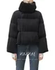 Women's stand collar pleated cotton padded thickening parka coat SMLXL