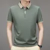 Polos Hommes Polos Hommes Business Normal Manches Courtes Rayé Classique Fit Stretch Golf Tshirt Travail Été Coréen Solide Vêtements 230915