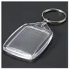 50 Pcs Clear Acrylic Plastic Blank Keyrings Insert Passport Po Keychain Keyfobs Keychian Key Chain Ring203O