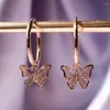 Boucles d'oreilles pendantes délicates couleur or Rose papillon pour femmes, boucles d'oreilles pendantes avec nœud mignon, cerceau de mariage, fête de danse, vêtements quotidiens, bijoux à la mode