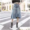 Skirts Plus Size 5Xl Denim Skirt Women Womens Summer Y Mid High Waist With Belt Jean Female Jupe Falda Fashion 11 Drop Delivery Appare Dhmzz