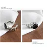 Anéis C94 925 Sier Trendy Big Black Round Resin Feminino Dedo Inteiro Jóias Mulheres Open Party Ring Nunca Fade Drop Delivery Dhgarden DHPS2