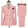 2022 ternos rosa duplo breasted para homens preto veludo lapela 2 peça sob medida feito noivo casamento smoking masculino moda jacket237a