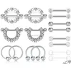 لسان حلقات الحلمة 14G Surgical Steel Nipplerings Barbell Bar Hoop Retainer Jewelry for Women Men 14mm 8pairs Drop Dhgarden DHB3U