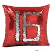 Cushion/Decorative Pillow 15Pcs Mermaid Sequin Pillowcase Mticolor Magical Color Changing Throw Er Bright Back Cushion Drop Delivery H Dhp7G