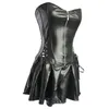 S-6XL Plus Size Lingerie Women Black Faux Leather Burlesque Steampunk Corset Dress Gothic PVC Corset Vest Bust 829293d