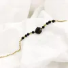 Strand pedra natural hematita pulseira para mulheres na moda ouro aço inoxidável jóias festa/casamento presente de luxo conjunto handwork