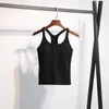 LU-036 Avec Logo femmes vêtements de yoga gilet avec coussinet de poitrine longs vêtements d'extérieur fitness course serré nu haut de sport