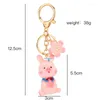 Keychains Creative Korean Fashion Pink Color Pig For Woman Cute Flower Bag Car Pendants smycken gåvor flickvän