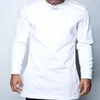 Camisas de moda africana masculinas manga longa dashiki o-pescoço branco sólido tops macios feitos sob medida roupas africanas169e