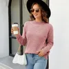 Suéteres femininos cor sólida meia gola alta outono/inverno 2023 solto malha superior manga longa feminino pulôver rosa