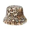Stingy Brim Hats Winter Bucket Hat Women's Fashion Leopard Panama Warm Female Vintage Faux Fisherman Cap för kvinnor Dropshipping 230916