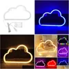 LED Strings Cloud Design Neon Sign Night Light Art Luzes decorativas Lâmpada de parede de plástico para crianças Quarto de bebê Iluminação de férias Xmas Parte Dhdrk