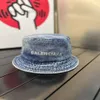 Denim material designer hink hatt par samma sommar utomhus semester resor strass brev tryck breda brim hattar {kategori}