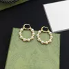 El más nuevo diseñador pendientes circulares de perlas encanto mujer doble letra gota chica colgante tachuelas para fiesta fecha Gift249P