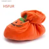 Slipper 2023 Yepyeni Cadılar Bayramı Balkabağı İlk Yürüyüşçüler Toddler Bebek Kız Erkekler Günlük Beş Ayakkabı10-12cm Pamuk Elastik Bel Yumuşak Ayakkabı T230916