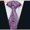 Classic Silk Mens Neckties Purple Tie Sets Paisley Mens Necktiestie Hanky Cufflinks Jacquard Woven Meeting Business Wedding Party 271a