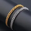 Hip Hop Micro Paled Cubic Zirconia Bling Iced Out 9mm Cuban Link Chain Bangle Armband för män Kvinnor unisex rapper smycken länk 309k