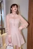 Moda Elbise 2023 Erken Sonbahar Yüksek Son Zarif Dantel Elbise Kadınlar Küçük Koku Stili Kalın Tüvit İnce Ünlü Elbise S-XL