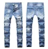 Mens Jeans Designer Ripped Slim Fit Light Blue Denim Joggers Male Distressed Destressed Trousers Button Fly Pants 230915