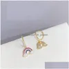 Joyería de cejas 2021 Llegada Unique Sweet Rainbow Stud para mujeres 14K Pendientes de circón chapados en oro Drop Entrega Cuerpo Dhgarden Dh1Uu