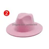 Hersteller Custom Wool White Fedora Hats Big Wide Brim Men Kids Women Leopard Felt Hat Green Boxes Pink Ladies Stylish Drop Delive Dhs5E