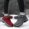 Klädskor vinter kvinnor män stövlar plysch läder vattentäta sneakers klättring jaktskor unisex snörning utomhus varm vandring boot man 230915