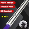 3-em-1 650nm LED Caneta Ponteiro Laser Vermelho Luz UV Feixe Único Mini AA Cat Pet Toys mini lanterna (não inclui bateria)