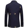 Bee broderi blazer smal fit masculino abiti uomo bröllop prom tweed ull för män stilfull kostym279s