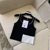 T-shirt Ladies Top Tank Camis Brand Cotton Sexy Black White 2 colors Camisole Letter Short Sleeve for women and Girl vest237M