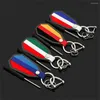 Keychains 1pc National Flag For Men Luxury Carbon Fiber Suede Charm Key Chains Horseshoe Buckle Accessories Germany Keyring